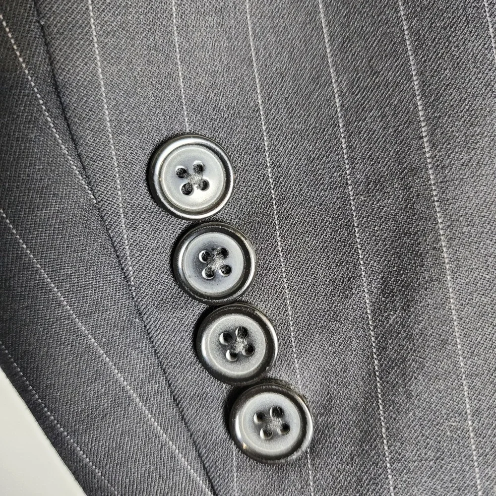 Andrew Fezza Pinstripe Jacket Blazer 44L Super 100s Wool Gray Business Office